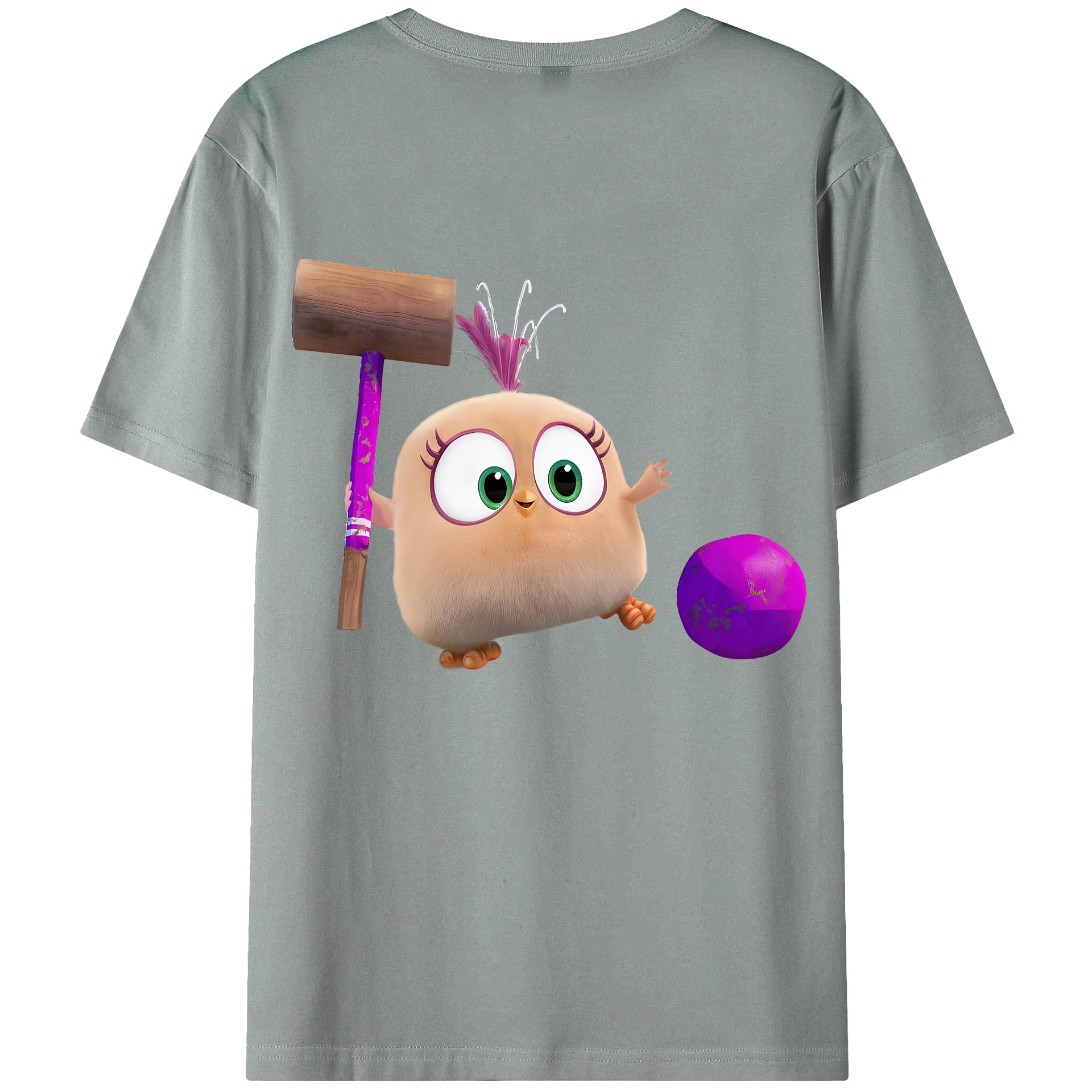 （画像用） Angry Birds アングリーバード 綿100％ メンズ半袖Tシャツ（バックプリント） 通気性